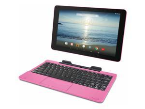RCA Viking Pro 10.1 2-in-1 Tablet 32GB Quad Core Pink Laptop Computer with Touchscreen and Detachable Keyboard Google Android 5.