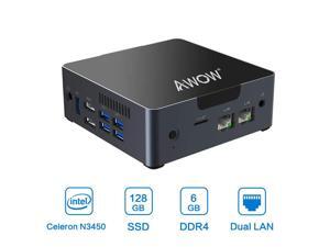 Mini PC 6GB DDR4 AWOW Desktop Computer Windows 10 Intel Celeron N3450 128GB SSD/Dual LAN/ 2.4G+5G Dual Band WiFi/4K HD/Bluetooth/HDMI Mini PC 6GB DDR4 AWOW Desktop Computer Windows 10 Intel Celeron N3450 128GB SSD/Dual LAN/ 2.4G+5G Dual Band WiFi/4K HD/Bluetooth/HDMI