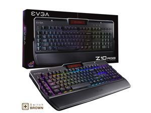 EVGA Z10 RGB Gaming Keyboard, RGB Backlit LED, Mechanical Brown Switches, Onboard LCD Display, Macro Gaming Keys