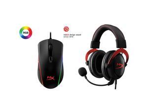 HyperX Cloud II - Gaming Headset, 7.1 Surround Sound, Memory Foam Ear Pads, Durable Aluminum Frame, Red and HyperX Pulsefire Surge - RGB Gaming Mouse, 360° RGB Light Effects, Macro Customization HyperX Cloud II - Gaming Headset, 7.1 Surround Sound, Memory Foam Ear Pads, Durable Aluminum Frame, Red and HyperX Pulsefire Surge - RGB Gaming Mouse, 360° RGB Light Effects, Macro Customization
