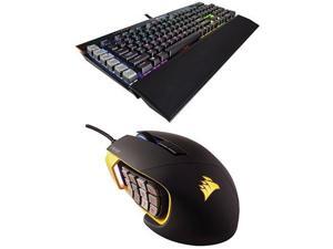 Corsair Gaming K95 RGB PLATINUM Mechanical Keyboard, Cherry MX Brown, Black (CH-9127012-NA) and Corsair Gaming SCIMITAR Pro RGB Gaming Mouse, Backlit RGB LED, 16000 DPI, Yellow Side Panel, Optical Corsair Gaming K95 RGB PLATINUM Mechanical Keyboard, Cherry MX Brown, Black (CH-9127012-NA) and Corsair Gaming SCIMITAR Pro RGB Gaming Mouse, Backlit RGB LED, 16000 DPI, Yellow Side Panel, Optical