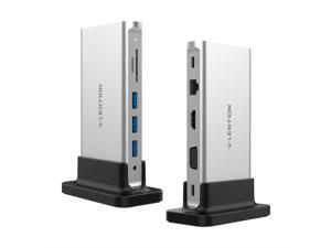 LENTION USB-C Portable Docking Station with 4K HDMI & VGA Dual-Display, Gigabit Ethernet, Card Reader, Aux Adapter, USB 3.0, Power Delivery for MacBook Air/Pro (Thunderbolt 3), More (Silver) LENTION USB-C Portable Docking Station with 4K HDMI & VGA Dual-Display, Gigabit Ethernet, Card Reader, Aux Adapter, USB 3.0, Power Delivery for MacBook Air/Pro (Thunderbolt 3), More (Silver)