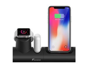 Newest Apple Watch Stand, 3 in 1 Silicone Charger Dock Station for Apple Watch Series 4/3/2/1/AirPods/iPhone X/iPhone 8/8 Plus/7 Plus/6S, Magnetic and Removable Design for Office Desk/Bedroom