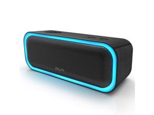 Upgraded DOSS SoundBox Pro Portable Wireless Bluetooth Speaker with 20W Stereo Sound Active Extra Bass Wireless Stereo Pairing Multiple Colors Lights Waterproof IPX5 10 Hrs Battery Life Black