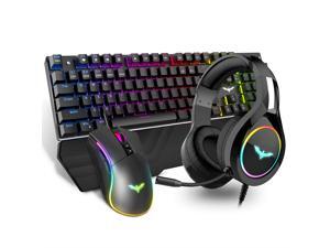 HAVIT Mechanical Keyboard Mouse Headset Kit, Blue Switch Keyboards,Gaming Mouse & RGB Headphones for Laptop Computer PC Games HAVIT Mechanical Keyboard Mouse Headset Kit, Blue Switch Keyboards,Gaming Mouse & RGB Headphones for Laptop Computer PC Games