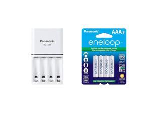 Panasonic "Advanced" eneloop Individual Battery 3 Hour Quick Charger with 4 LED Charge Indicator Lights, White & BK-4MCCA8BA eneloop AAA 2100 Cycle Ni-MH Pre-Charged Rechargeable Batteries, 8 Pack Panasonic "Advanced" eneloop Individual Battery 3 Hour Quick Charger with 4 LED Charge Indicator Lights, White & BK-4MCCA8BA eneloop AAA 2100 Cycle Ni-MH Pre-Charged Rechargeable Batteries, 8 Pack