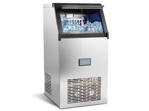 Commercial Ice Machine 100lbs/24h with 33lbs Storage, 45 Ice Cubes Ready in 12-18 Mins Freestanding Large Stainless Steel Ice Maker for Restaurant/Bar/Supermarkets