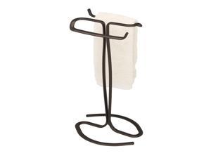 iDesign Axis Metal Hand Towel Holder for Master Bathroom, Vanities, Countertops, Kitchen, Holds 2 Finger Tip Towels, Bronze