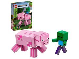 LEGO Minecraft Pig BigFig and Baby Zombie Character 21157 Cool Buildable Play-And-Display Toy Animal Figure for Kids, New 2020 (159 Pieces)