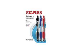Staples Ballpoint Retractable Grip Pens Medium 1.0mm Assorted 50pk 2345307 Staples Ballpoint Retractable Grip Pens Medium 1.0mm Assorted 50pk 2345307
