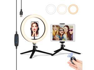 Mavis Laven 6 Inch Selfie Ring Light with Cell Phone Holder &Tripod Stand,Mini LED Camera Circle for Make Up/Live Stream/YouTube Video,Dimmable Ringlight for iPhone Android