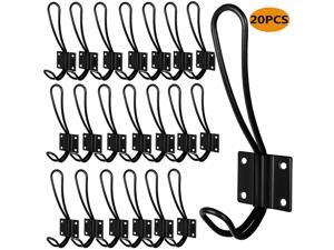 20 Pcs Black Iron Coat Hooks Hardware Heavy Duty Hooks for Hanging Coats Double No Rust Hooks Wall Mounted with 80 Screws for Key, Towel, Bags, Hat, Cup, Scarf 20 Pcs Black Iron Coat Hooks Hardware Heavy Duty Hooks for Hanging Coats Double No Rust Hooks Wall Mounted with 80 Screws for Key, Towel, Bags, Hat, Cup, Scarf