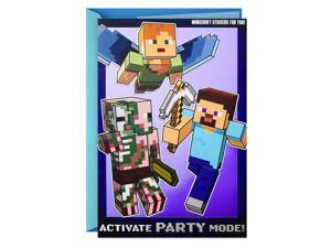 Hallmark Minecraft Birthday Card for Kids with Stickers (Party Mode) Hallmark Minecraft Birthday Card for Kids with Stickers (Party Mode)