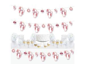 Big Dot of Happiness Baptism Pink Elegant Cross - Girl Religious Party DIY Decorations - Clothespin Garland Banner - 44 Pieces