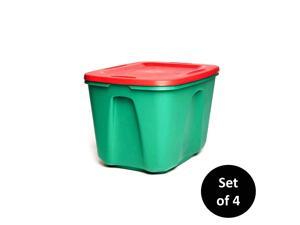 HOMZ Holiday Plastic Storage Container, 18 Gallon, Red/Green, 4 Sets HOMZ Holiday Plastic Storage Container, 18 Gallon, Red/Green, 4 Sets