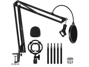 InnoGear Mic Stand, Heavy Duty Arm Stand Max Load 4.0 lb Adjustable Suspension Scissor Arm Stand for Blue Yeti and Other Mics with Windscreen, Pop Filter, Shock Mount, Mic Clip, 3/8" to 5/8" Adapter