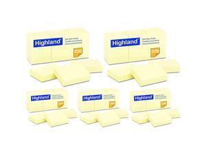 Highland 6539YW Self-Stick Notes, 1 1/2 x 2, Yellow, 100-Sheet (5 Pack of 12)