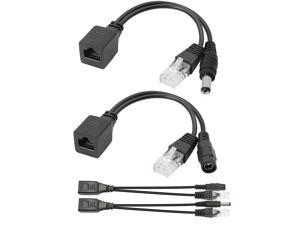 New Passive Poe Adapter Cable,2Pair Poe Injector And Poe Splitter Kit With 5.5X2.1Mm Dc Connector For Wlan, Routers, Switches,Internet Telephony,Ip Camera