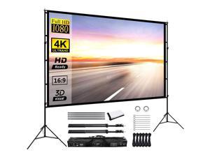 Projector Screen With Stand 120Inch Portable Projection Screen 16:9 4K Hd Rear Front Projections Movies Screen For Indoor Outdoor Home Theater Backyard Cinema Trave