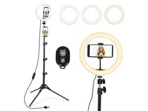 Ring Light with Stand OEBLD Selfie Light Ring with iPhone Tripod and Phone Holder for Video Photography Makeup Live Streaming YouTube Lighting 10.2Ring Light & 20Tripod B 