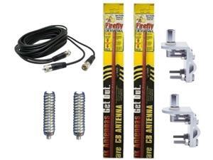 CB RADIO 2 FIRESTIK 2 FS5 WHITE 5FT CB ANTENNAS,12FT DUAL COAX,MOUNTS,SPRINGS