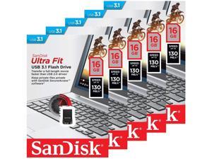 5 Pack SanDisk 16GB USB 3.1 Ultra Fit 16G CZ430 130MB/s SDCZ430-016G Flash Drive