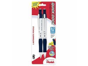 Pentel Quick Dock Mechanical Pencil, 0.7 mm, Silver/Blue Barrel, 2-Pack