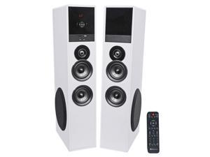 TM80W White Powered Home Theater Tower Speakers 8" Sub/Bluetooth/USB