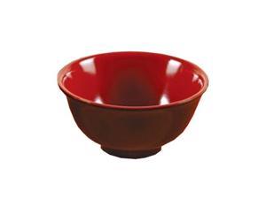 Yanco CR-130 Black and Red Two-Tone Rice Bowl, 8 oz Capacity, 4.5" Diameter, Melamine, Black/Red Color, Pack of 48