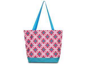 Lightweight Large All Purpose Shopping Travel Zip Top Tote Bag Pink Graphic