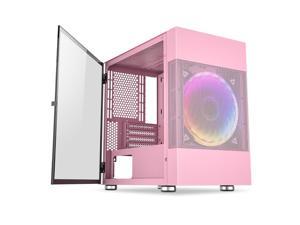 M01 Computer Gaming PC Pink Case M-ATX 200mm Rainbow Fan Kit