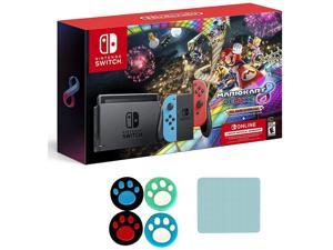 Nintendo Switch JoyCon Neon BlueRed Console Bundle Mario Kart 8 Deluxe Full Game Download  3 Months Nintendo Switch Online Membership with Mazepoly Accessories