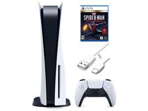 Sony Playstation 5 825GB Disk Console UHD Bluray One Wireless Controller Marvels SpiderMan Miles Morales Ultimate Edition with Mazepoly 10ft USB TypeC Charging Cable