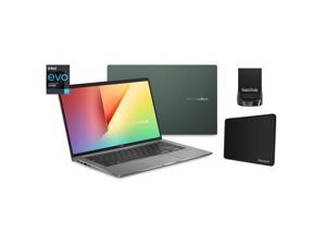 ASUS VivoBook S14 Laptop Computer, 14” FHD Display, Intel Evo Platform, i7-1165G7 CPU, 8GB RAM, 512GB PCIe SSD, Windows 11 Home, AI Noise-Cancellation, Deep Green + Mazepoly Accessories