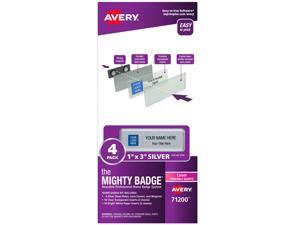 The Mighty Badge, 1”x3” Silver, 4 Reusable Name Tags, 32 Laser Inserts The Mighty Badge, 1”x3” Silver, 4 Reusable Name Tags, 32 Laser Inserts