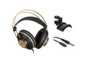 AKG K92 Closed-Back Studio Headphones with Headphone Holder and Extension Cable Bundle