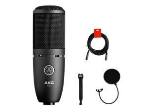 AKG P120 Cardioid Condenser Microphone (Black) with XLR-XLR Cable, Pop Filter & 10-Pack Straps Bundle AKG P120 Cardioid Condenser Microphone (Black) with XLR-XLR Cable, Pop Filter & 10-Pack Straps Bundle