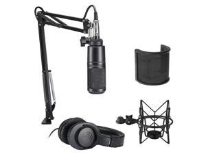 Audio-Technica AT2020 Studio Microphone Pack Bundle with ATH-M20x, Boom, XLR Cable, Shockmount & Pop Screen