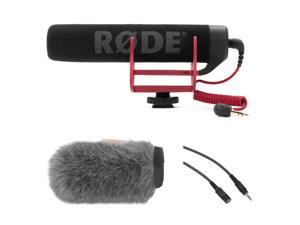 Rode VideoMic GO Camera-Mount Shotgun Microphone Bundle with Custom Windbuster & Mini to Mini Cable