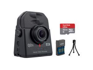 Zoom Q2n-4K Handy Video Recorder with 32GB Ultra Memory Card, Tabletop Tripod & Charger (4 AA NiMH Battery) Bundle