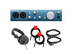 PreSonus AudioBox iTwo USB 2.0 Recording Interface Bundle with Professional Studio Monitor Headphones, 2x Black 10 ft. MIDI Cable and 2x XLR Cable