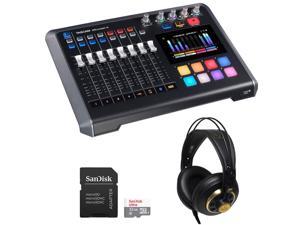 Tascam Mixcast 4 Podcast Station with Built-in Recorder/USB Audio Interface (MIXCAST4) Bundle with AKG K240 Studio Pro Stereo Headphones and 32GB 
microSDHC Memory Card