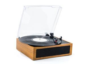 LP&No.1 3 Speed Belt-Drive Bluetooth Turntable with Stereo Speakers, Vintage Vinyl Record Player, Yellow Brown LP&No.1 3 Speed Belt-Drive Bluetooth Turntable with Stereo Speakers, Vintage Vinyl Record Player, Yellow Brown