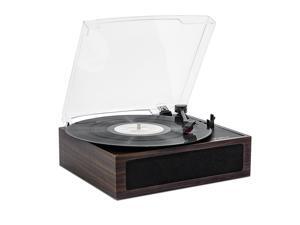 LP&No.1 3 Speed Belt-Drive Bluetooth Turntable with Stereo Speakers, Vintage Vinyl Record Player, Dark Brown LP&No.1 3 Speed Belt-Drive Bluetooth Turntable with Stereo Speakers, Vintage Vinyl Record Player, Dark Brown