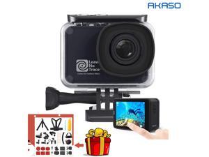 AKASO V50 Pro Leave No Trace Special Edition Action Camera Touch Screen 4K60 Waterproof Camera Features EIS and Wi-Fi Remote Control Sports Camera with 3 Batteries Wrist Strap and Accessory Kit