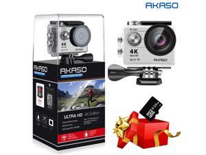 AKASO EK7000 4K WIFI Sports Action Camera Ultra HD Waterproof DV Camcorder 12MP 170 Degree Wide Angle 2 inch LCD Screen/2.4G Remote Control/2 Rechargeable Batteries/19 Mounting Kits-Silver