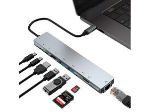 8 in1 Multiport Type C To USB-C 4K HDMI Adapter USB 3.0 Cable Hub For Macb LZ 8 in1 Multiport Type C To USB-C 4K HDMI Adapter USB 3.0 Cable Hub For Macb LZ