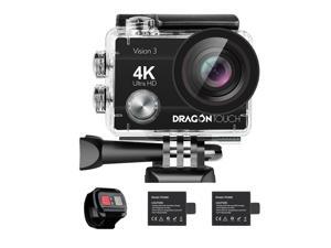 Dragon Touch Vision 3 4K Action Camera 16MP Underwater Waterproof Camera 170° Wide Angle WiFi Sports Cam with Remote 2 Batteries and Mounting Accessories Kit Dragon Touch Vision 3 4K Action Camera 16MP Underwater Waterproof Camera 170° Wide Angle WiFi Sports Cam with Remote 2 Batteries and Mounting Accessories Kit