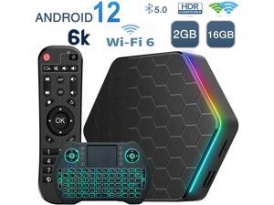 Android 120 TV BoxAndroid Box with H618 Chip Quadcore 64bit2GB RAM16GB ROM5G WiFi6EthernetBluetooth 50USB20Ultra HD 6K3D HDR10 Android TV Boxes with Mini Wireless Keyboard