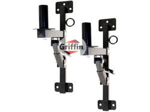 Premium PA Speakers Wall Mount Brackets By GRIFFIN | Set Of 2 All Steel Pro-Audio Speaker 35mm Pole Holder | Securing Locking Pin & 3 Horizontal Level Tilt Adjustments | On Stage Studio Monitor Stands